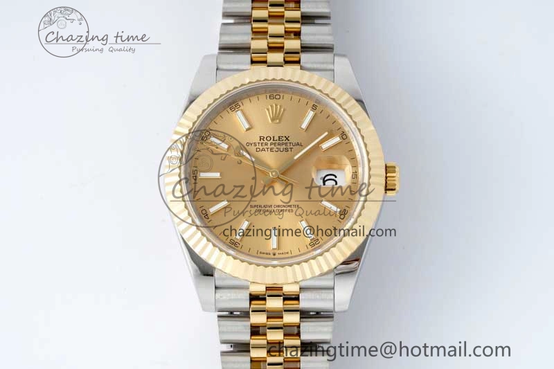TravelReady DateJust 41 SS YG JDF 1:1 Best Edition 904L Steel YG Stick Dial on SS YG Jubilee Bracelet VR3235 V 2112