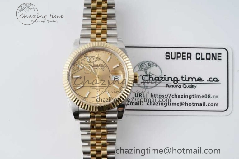 TravelReady DateJust 41 SS YG JDF 1:1 Best Edition 904L Steel YG Stick Dial on SS YG Jubilee Bracelet VR3235 V 2112