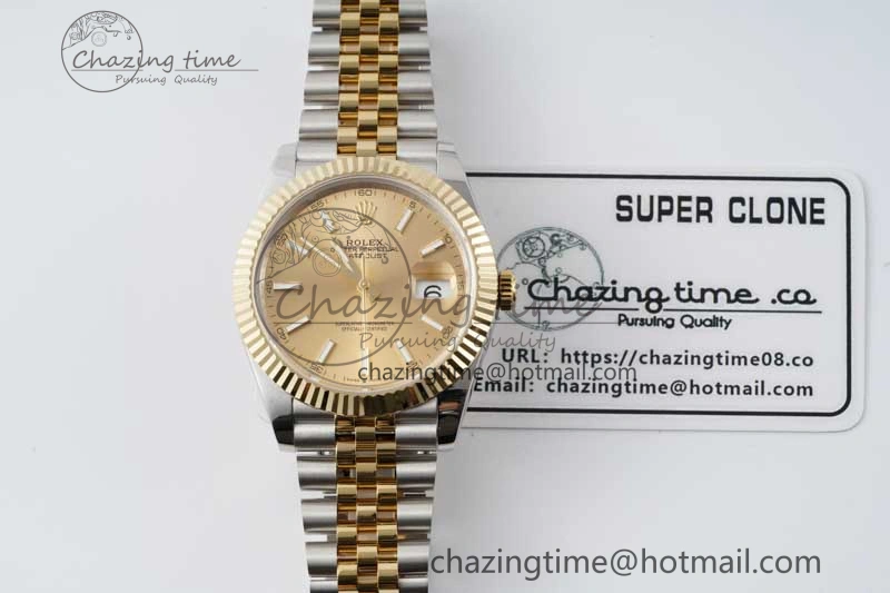 TravelReady DateJust 41 SS YG JDF 1:1 Best Edition 904L Steel YG Stick Dial on SS YG Jubilee Bracelet VR3235 V 2112
