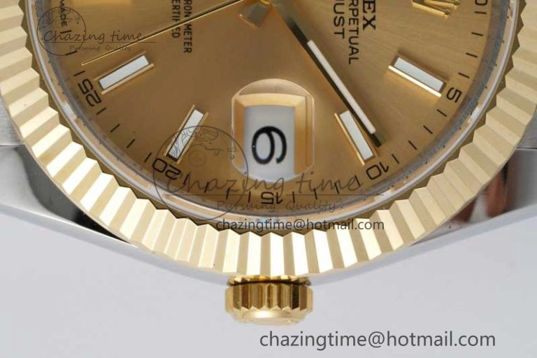 TravelReady DateJust 41 SS YG JDF 1:1 Best Edition 904L Steel YG Stick Dial on SS YG Jubilee Bracelet VR3235 V 2112