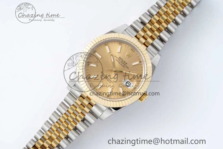 TravelReady DateJust 41 SS YG JDF 1:1 Best Edition 904L Steel YG Stick Dial on SS YG Jubilee Bracelet VR3235 V 2112