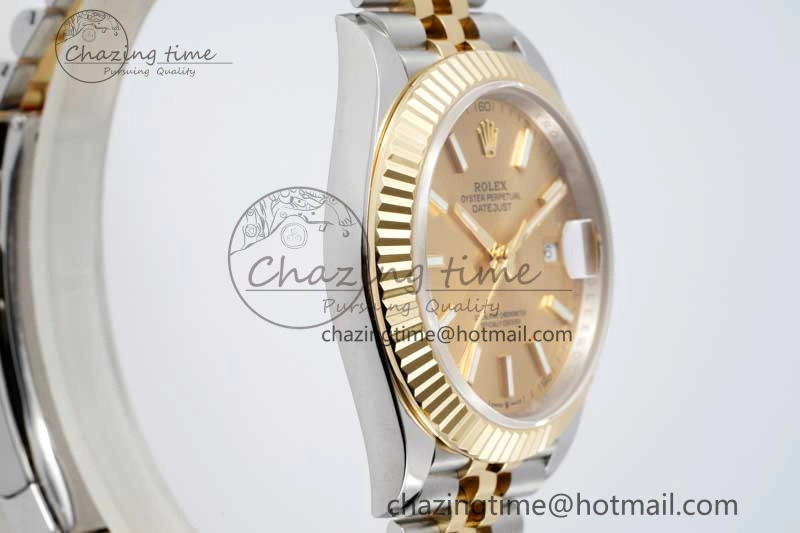 TravelReady DateJust 41 SS YG JDF 1:1 Best Edition 904L Steel YG Stick Dial on SS YG Jubilee Bracelet VR3235 V 2112