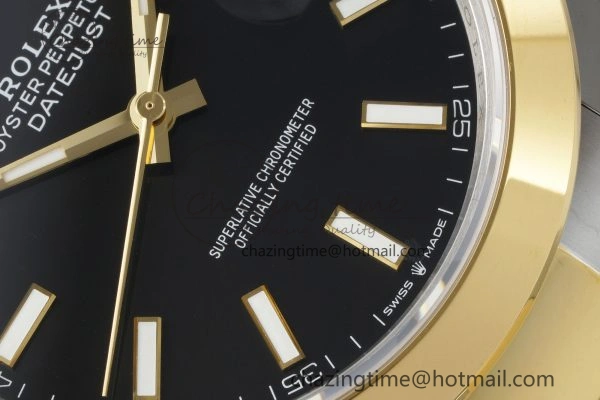 OnTrend DateJust 41 SS YG Polished Bezel KING 1:1 Best Edition 904L Steel Black Dial on Oyster Bracelet VR 2229