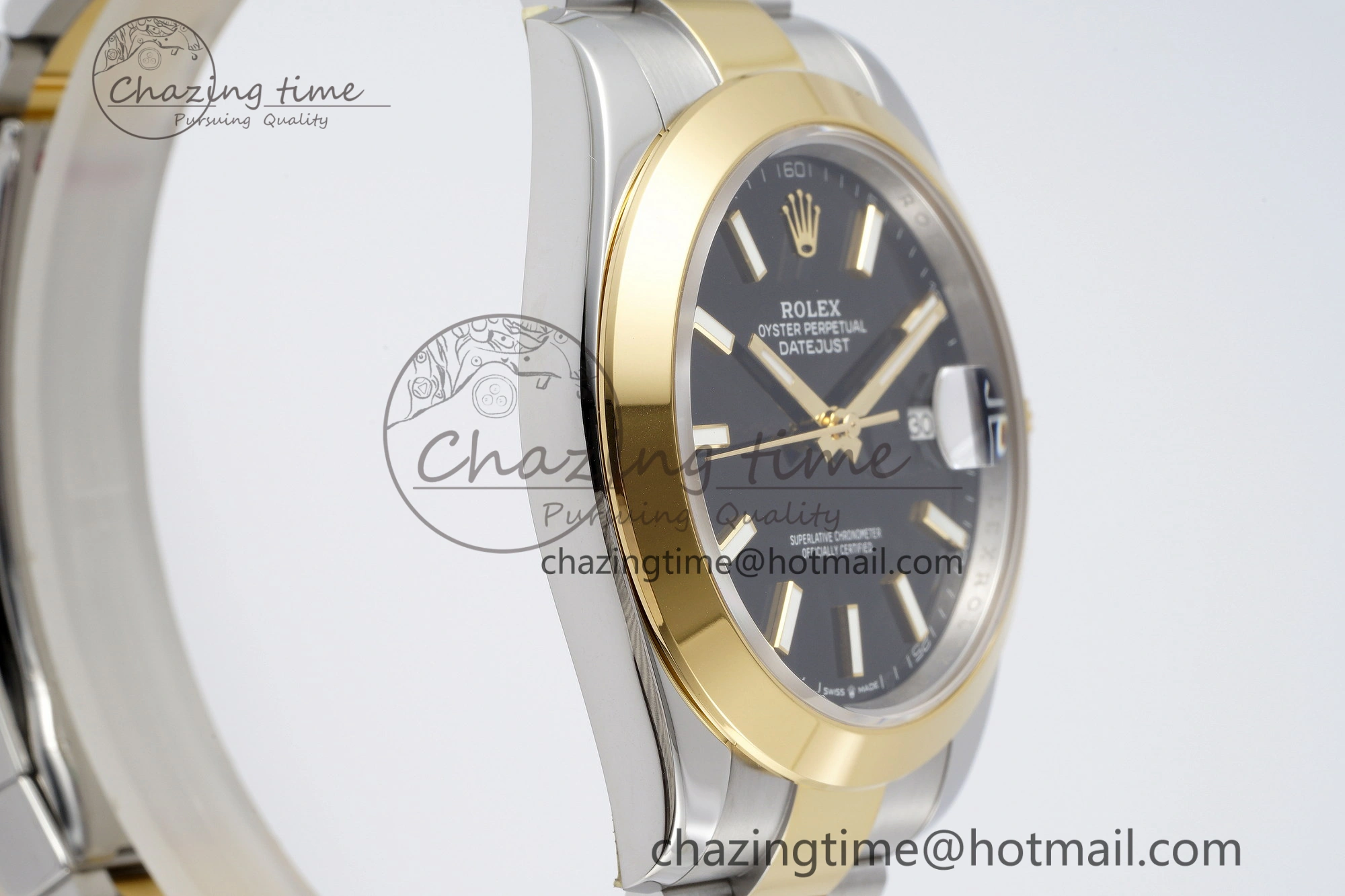 OnTrend DateJust 41 SS YG Polished Bezel KING 1:1 Best Edition 904L Steel Black Dial on Oyster Bracelet VR 2229