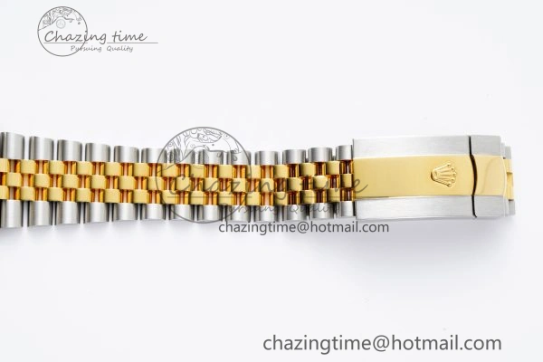DateJust 41 SS YG Polished Bezel KING 1:1 Best Edition 904L Steel Gray Dial Green Roman on Jubilee Bracelet VR OnTrend 2225