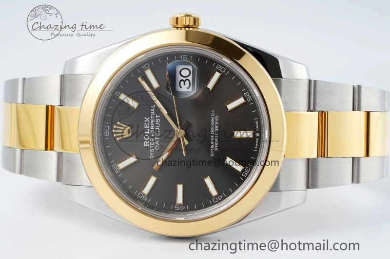 SmartChoice DateJust 41 SS YG Polished Bezel KING 1:1 Best Edition 904L Steel Gray Dial on Oyster Bracelet VR 2227