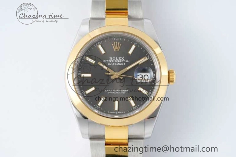 SmartChoice DateJust 41 SS YG Polished Bezel KING 1:1 Best Edition 904L Steel Gray Dial on Oyster Bracelet VR 2227