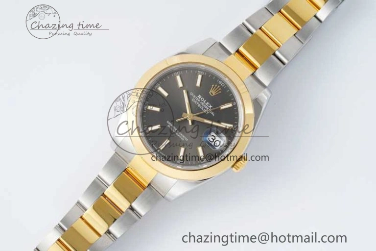 SmartChoice DateJust 41 SS YG Polished Bezel KING 1:1 Best Edition 904L Steel Gray Dial on Oyster Bracelet VR 2227