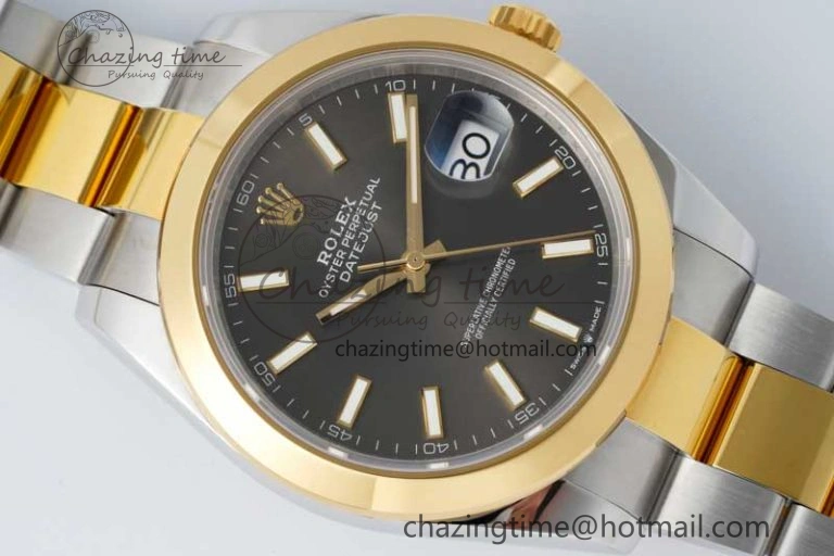 SmartChoice DateJust 41 SS YG Polished Bezel KING 1:1 Best Edition 904L Steel Gray Dial on Oyster Bracelet VR 2227