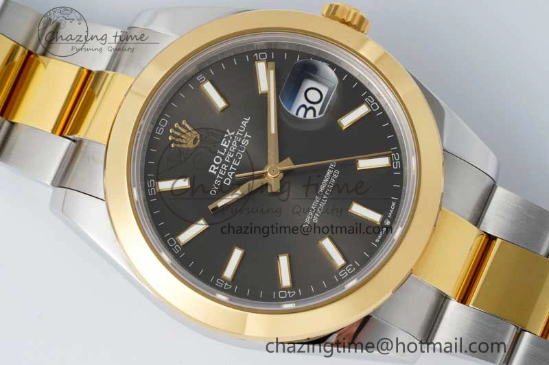 SmartChoice DateJust 41 SS YG Polished Bezel KING 1:1 Best Edition 904L Steel Gray Dial on Oyster Bracelet VR 2227