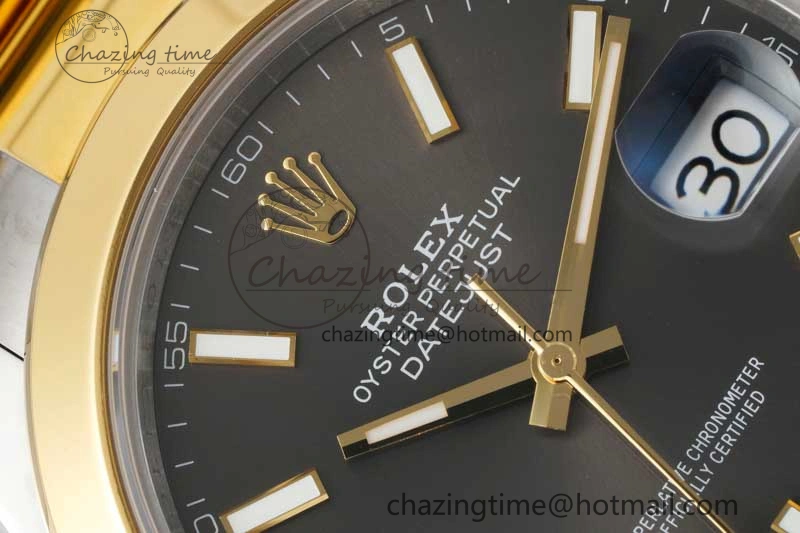 SmartChoice DateJust 41 SS YG Polished Bezel KING 1:1 Best Edition 904L Steel Gray Dial on Oyster Bracelet VR 2227