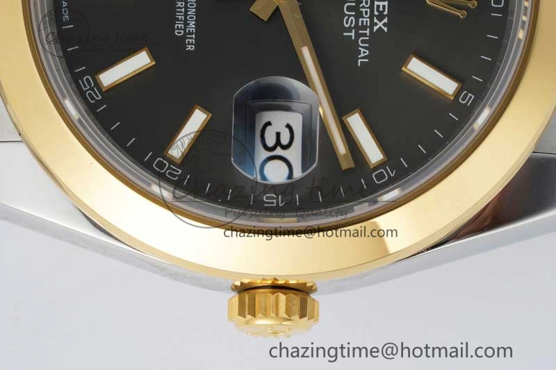 SmartChoice DateJust 41 SS YG Polished Bezel KING 1:1 Best Edition 904L Steel Gray Dial on Oyster Bracelet VR 2227