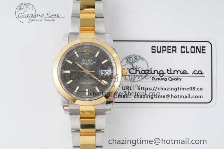 SmartChoice DateJust 41 SS YG Polished Bezel KING 1:1 Best Edition 904L Steel Gray Dial on Oyster Bracelet VR 2227