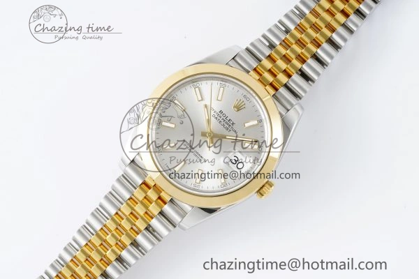 DateJust 41 SS YG Polished Bezel KING 1:1 Best Edition 904L Steel Silver Dial on Jubilee Bracelet VR Reliable 2224