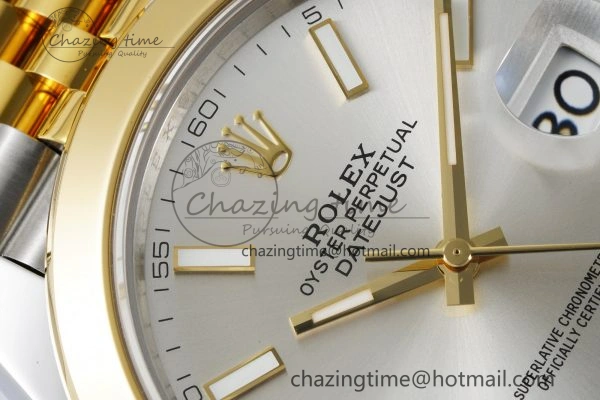 DateJust 41 SS YG Polished Bezel KING 1:1 Best Edition 904L Steel Silver Dial on Jubilee Bracelet VR Reliable 2224