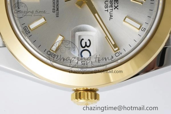 DateJust 41 SS YG Polished Bezel KING 1:1 Best Edition 904L Steel Silver Dial on Jubilee Bracelet VR Reliable 2224