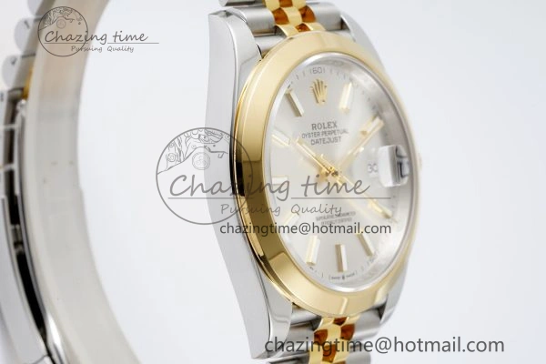 DateJust 41 SS YG Polished Bezel KING 1:1 Best Edition 904L Steel Silver Dial on Jubilee Bracelet VR Reliable 2224