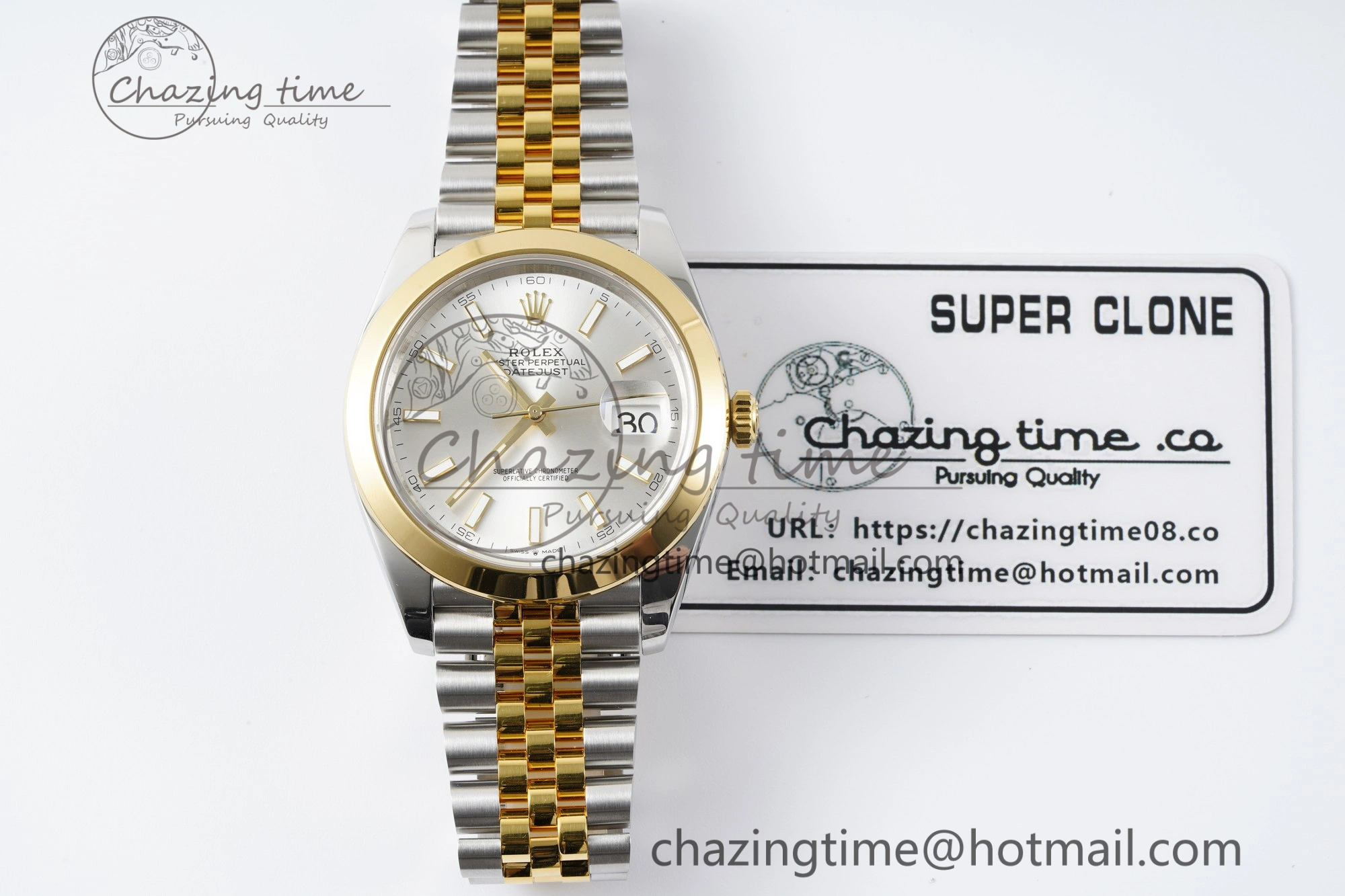 DateJust 41 SS YG Polished Bezel KING 1:1 Best Edition 904L Steel Silver Dial on Jubilee Bracelet VR Reliable 2224