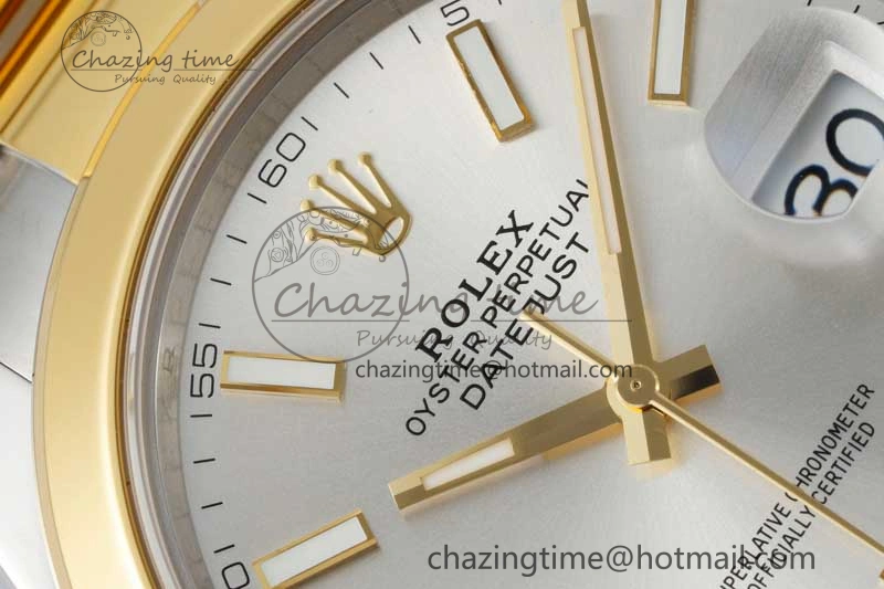 DateJust 41 SS YG Polished Bezel KING 1:1 Best Edition 904L Steel Silver Dial on Oyster Bracelet VR TimelessDesign 2226