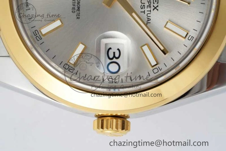 DateJust 41 SS YG Polished Bezel KING 1:1 Best Edition 904L Steel Silver Dial on Oyster Bracelet VR TimelessDesign 2226