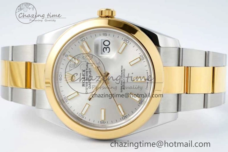 DateJust 41 SS YG Polished Bezel KING 1:1 Best Edition 904L Steel Silver Dial on Oyster Bracelet VR TimelessDesign 2226