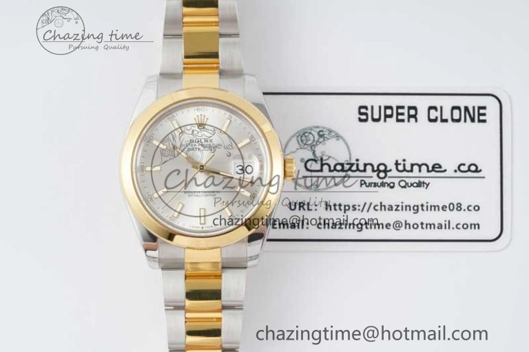 DateJust 41 SS YG Polished Bezel KING 1:1 Best Edition 904L Steel Silver Dial on Oyster Bracelet VR TimelessDesign 2226