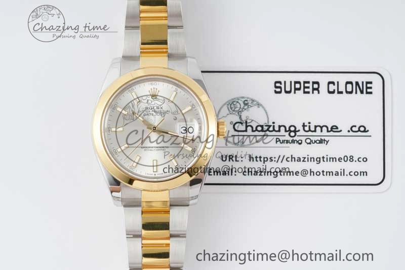 DateJust 41 SS YG Polished Bezel KING 1:1 Best Edition 904L Steel Silver Dial on Oyster Bracelet VR TimelessDesign 2226