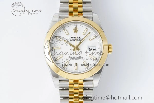 Modern DateJust 41 SS YG Polished Bezel KING 1:1 Best Edition 904L Steel White Dial on Jubilee Bracelet VR 2223