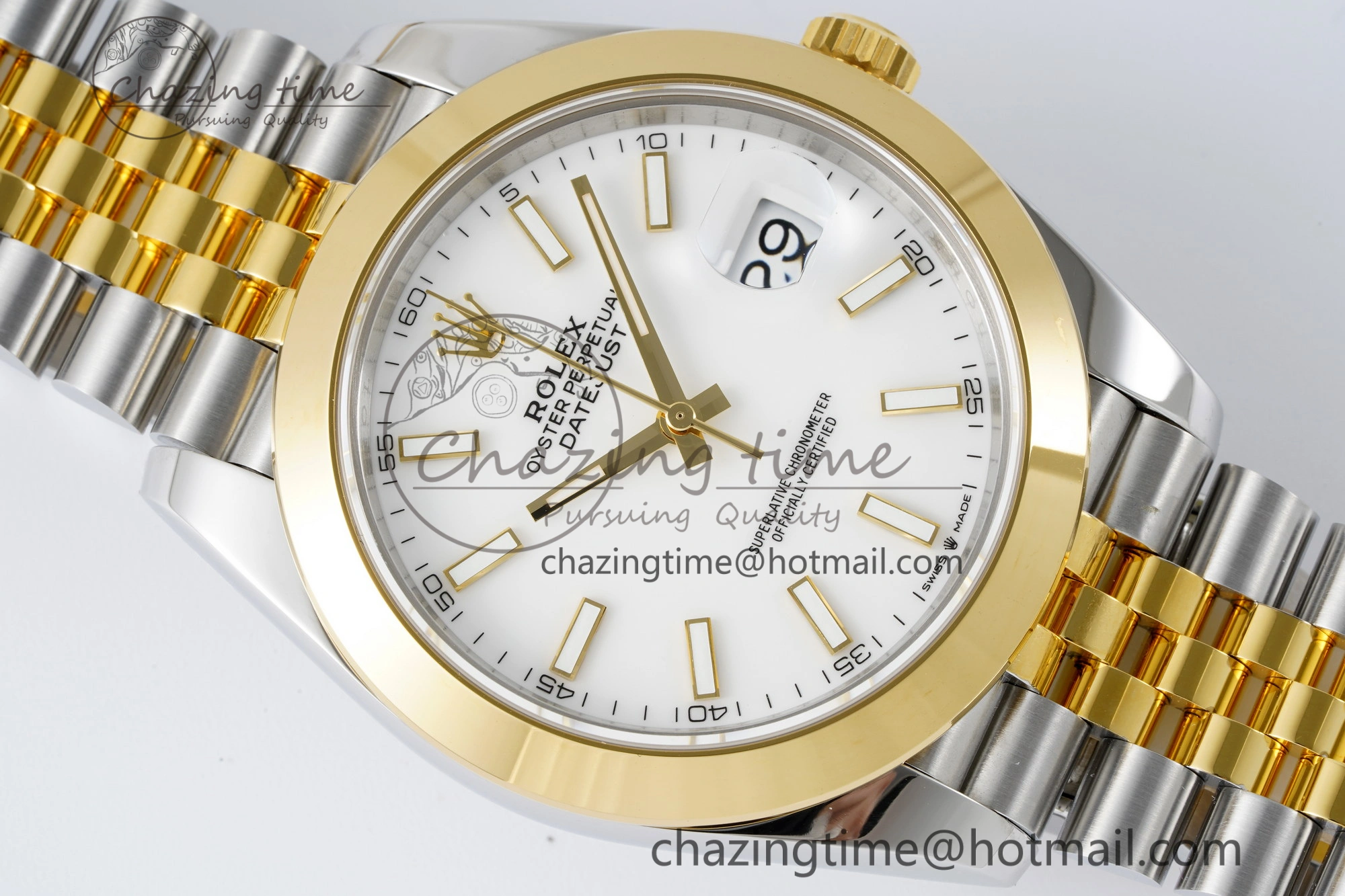 Modern DateJust 41 SS YG Polished Bezel KING 1:1 Best Edition 904L Steel White Dial on Jubilee Bracelet VR 2223
