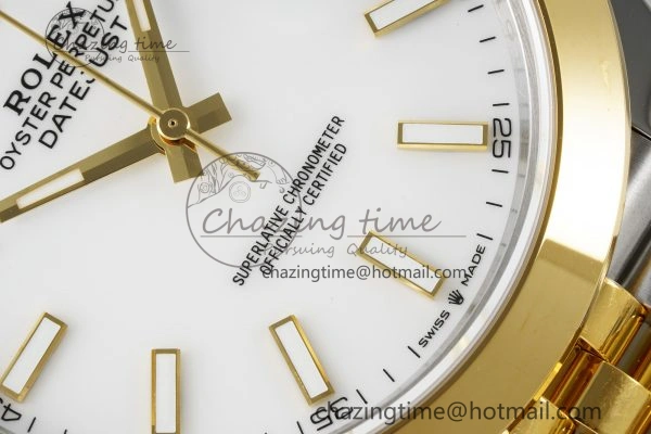 Modern DateJust 41 SS YG Polished Bezel KING 1:1 Best Edition 904L Steel White Dial on Jubilee Bracelet VR 2223