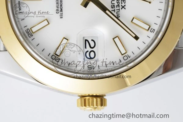 Modern DateJust 41 SS YG Polished Bezel KING 1:1 Best Edition 904L Steel White Dial on Jubilee Bracelet VR 2223