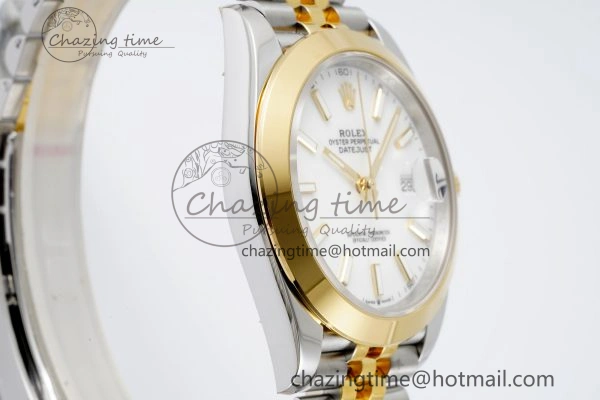 Modern DateJust 41 SS YG Polished Bezel KING 1:1 Best Edition 904L Steel White Dial on Jubilee Bracelet VR 2223