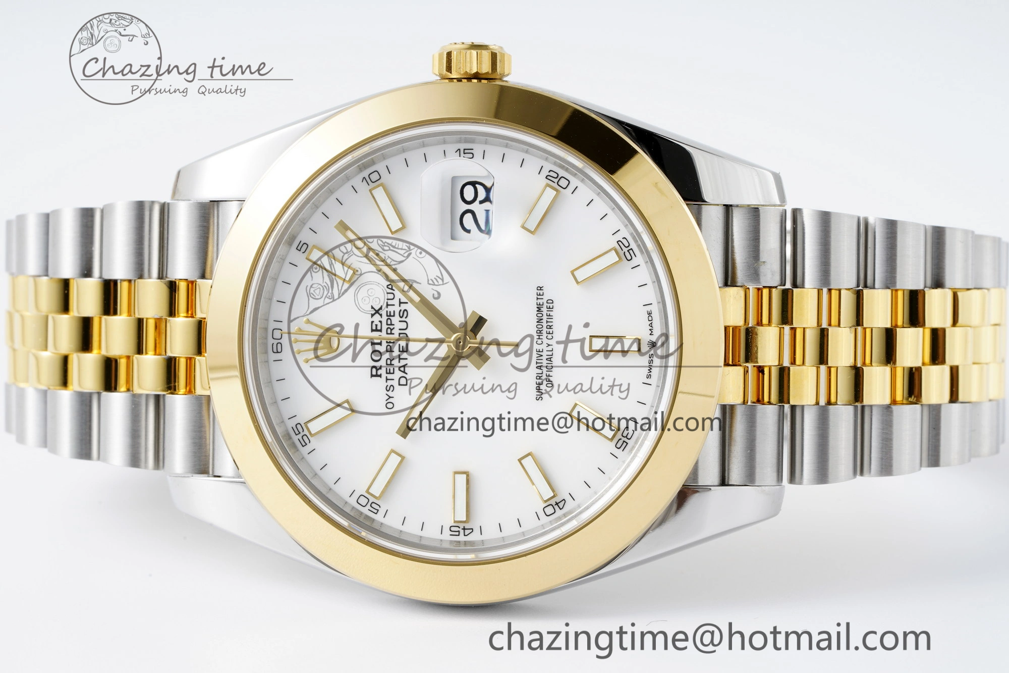 Modern DateJust 41 SS YG Polished Bezel KING 1:1 Best Edition 904L Steel White Dial on Jubilee Bracelet VR 2223