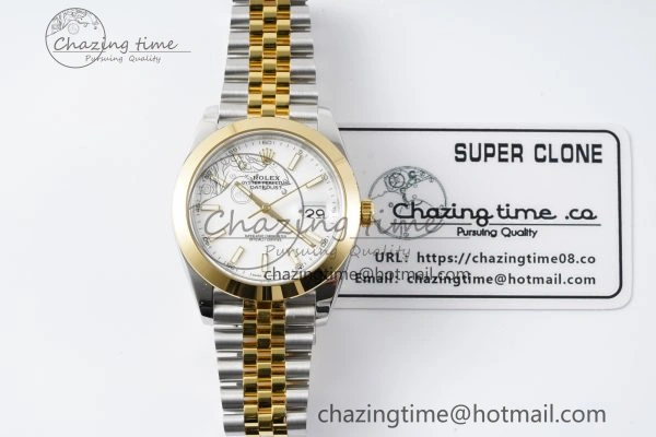 Modern DateJust 41 SS YG Polished Bezel KING 1:1 Best Edition 904L Steel White Dial on Jubilee Bracelet VR 2223