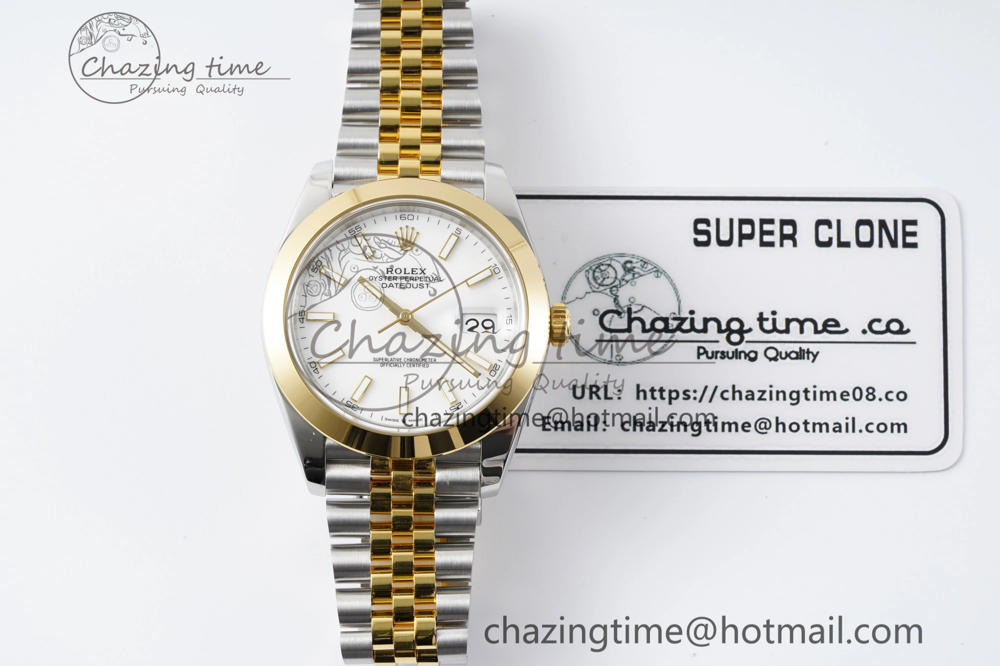 Modern DateJust 41 SS YG Polished Bezel KING 1:1 Best Edition 904L Steel White Dial on Jubilee Bracelet VR 2223