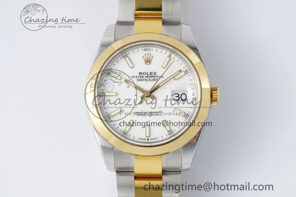 Effortless DateJust 41 SS YG Polished Bezel KING 1:1 Best Edition 904L Steel White Dial on Oyster Bracelet VR 2231