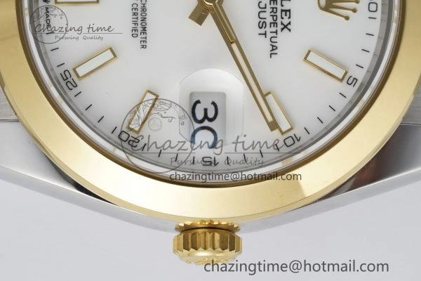 Effortless DateJust 41 SS YG Polished Bezel KING 1:1 Best Edition 904L Steel White Dial on Oyster Bracelet VR 2231