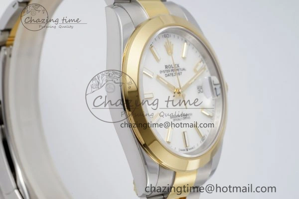 Effortless DateJust 41 SS YG Polished Bezel KING 1:1 Best Edition 904L Steel White Dial on Oyster Bracelet VR 2231