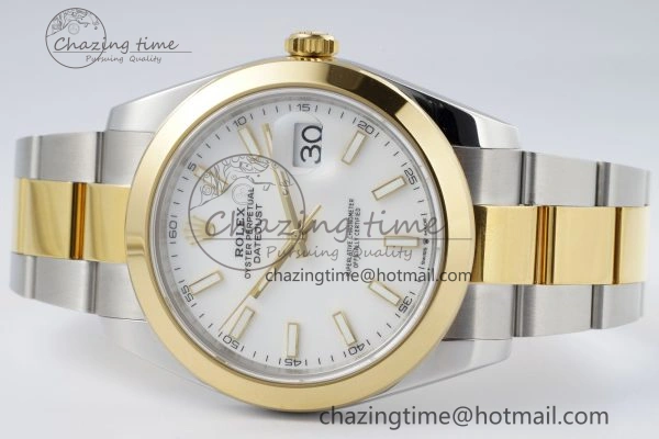 Effortless DateJust 41 SS YG Polished Bezel KING 1:1 Best Edition 904L Steel White Dial on Oyster Bracelet VR 2231