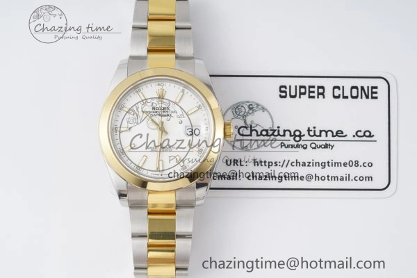 Effortless DateJust 41 SS YG Polished Bezel KING 1:1 Best Edition 904L Steel White Dial on Oyster Bracelet VR 2231