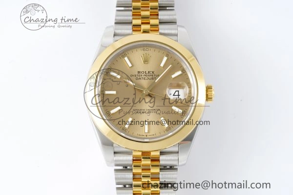 Thermal DateJust 41 SS YG Polished Bezel KING 1:1 Best Edition 904L Steel YG Dial on Jubilee Bracelet VR 2221