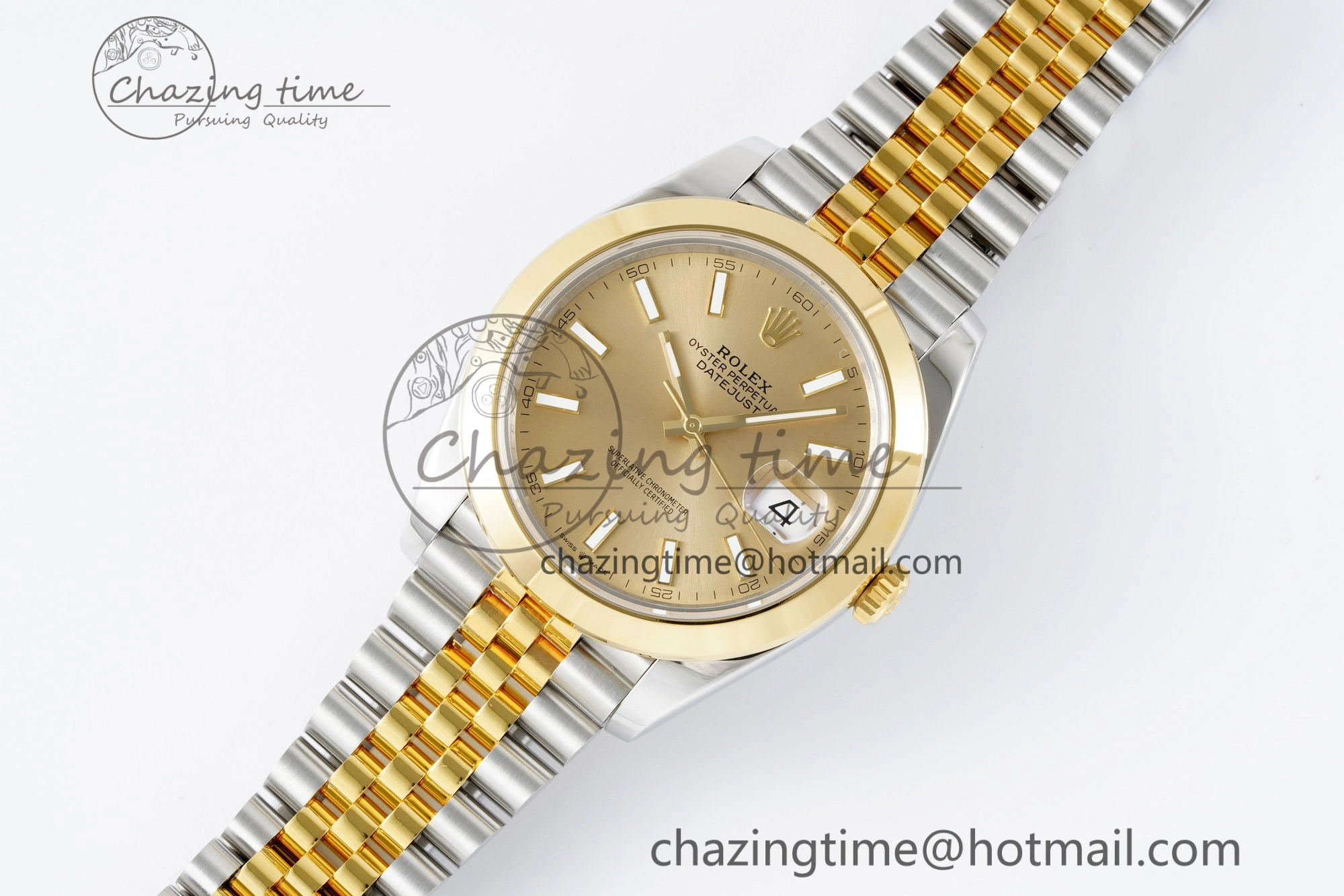 Thermal DateJust 41 SS YG Polished Bezel KING 1:1 Best Edition 904L Steel YG Dial on Jubilee Bracelet VR 2221