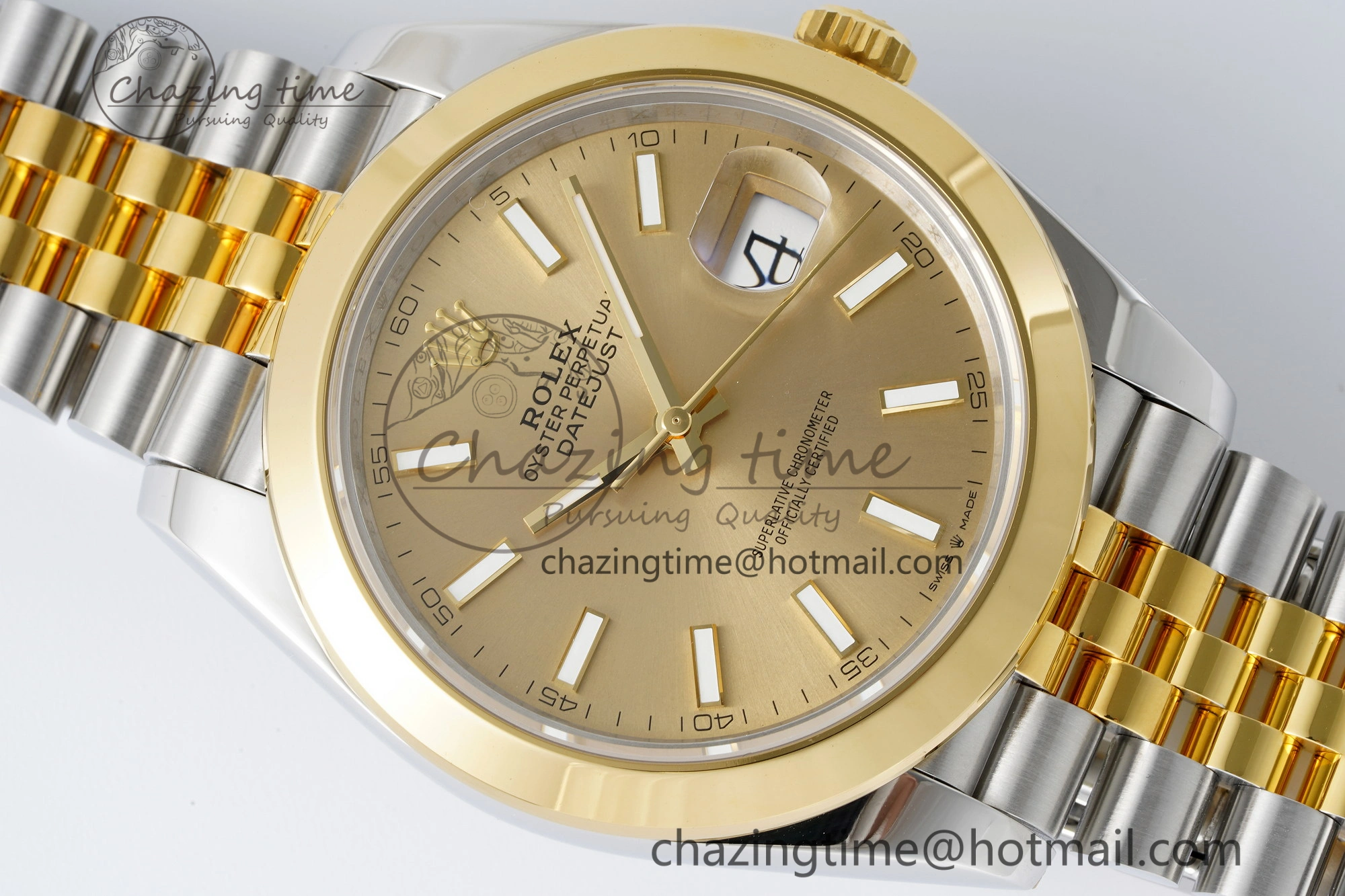 Thermal DateJust 41 SS YG Polished Bezel KING 1:1 Best Edition 904L Steel YG Dial on Jubilee Bracelet VR 2221