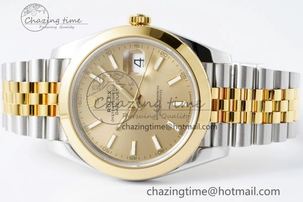 Thermal DateJust 41 SS YG Polished Bezel KING 1:1 Best Edition 904L Steel YG Dial on Jubilee Bracelet VR 2221