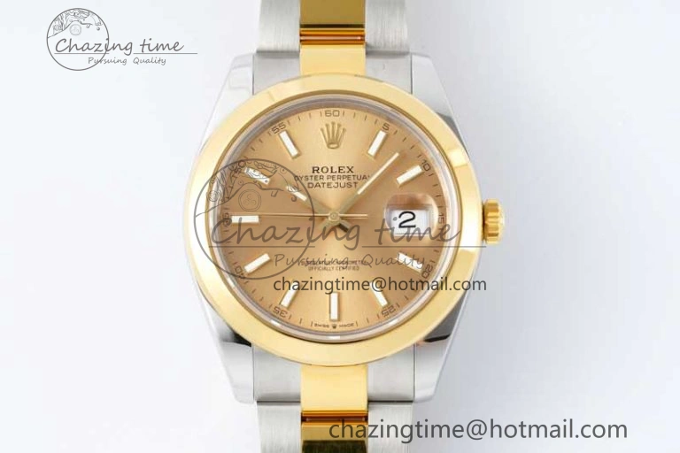 DateJust 41 SS YG Polished Bezel KING 1:1 Best Edition 904L Steel YG Dial on Oyster Bracelet VR Effortless 2228