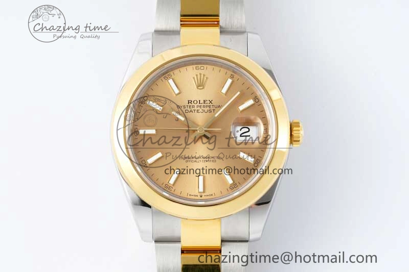 DateJust 41 SS YG Polished Bezel KING 1:1 Best Edition 904L Steel YG Dial on Oyster Bracelet VR Effortless 2228