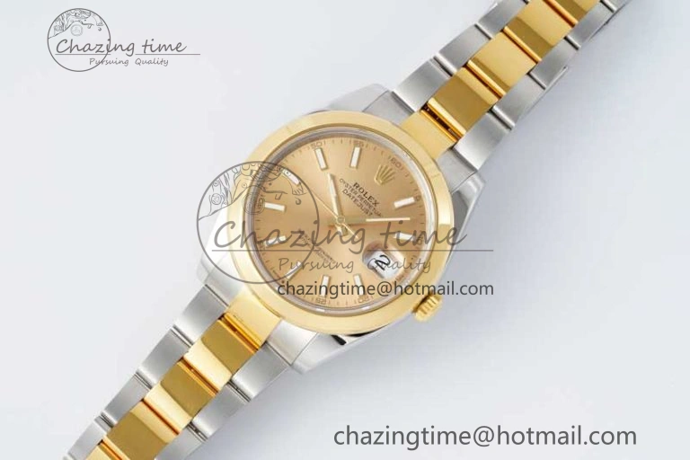 DateJust 41 SS YG Polished Bezel KING 1:1 Best Edition 904L Steel YG Dial on Oyster Bracelet VR Effortless 2228