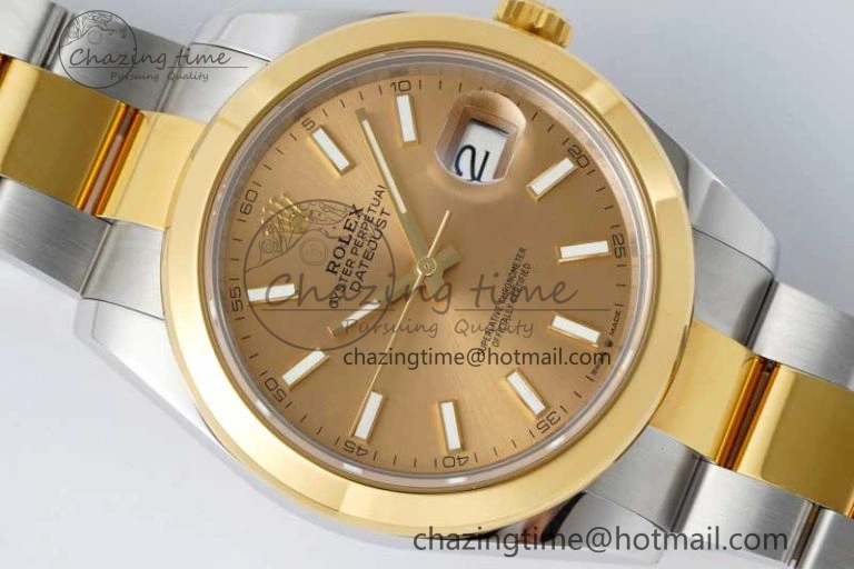 DateJust 41 SS YG Polished Bezel KING 1:1 Best Edition 904L Steel YG Dial on Oyster Bracelet VR Effortless 2228