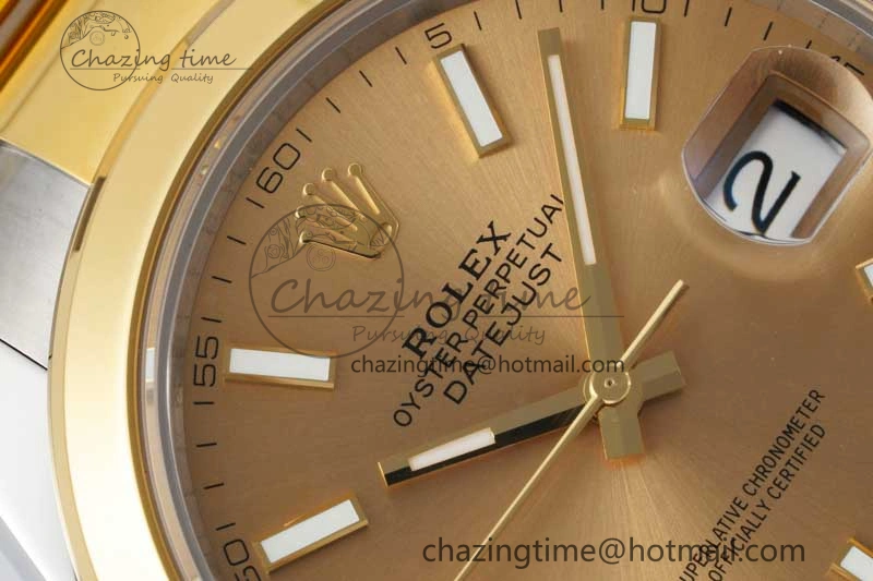 DateJust 41 SS YG Polished Bezel KING 1:1 Best Edition 904L Steel YG Dial on Oyster Bracelet VR Effortless 2228