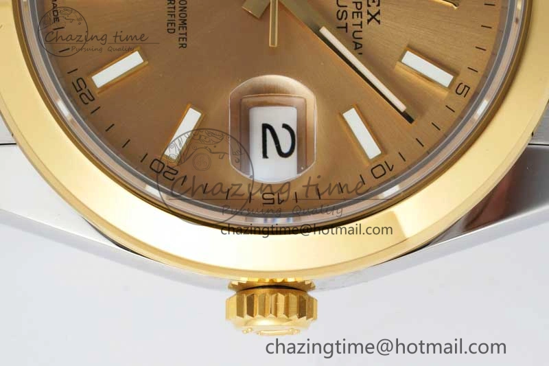 DateJust 41 SS YG Polished Bezel KING 1:1 Best Edition 904L Steel YG Dial on Oyster Bracelet VR Effortless 2228